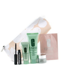 Clinique Travel Set: Facial Soap + Continuous Cream + Repairwear Eye Carem + Moisture Surge Eye Mask - 6 items