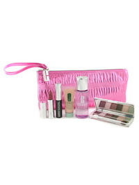 Clinique Travel Set ( Purple Bag ): All About Eyes + Take The Day Off + Eyeshadow Palette + Lipstick - 6 items