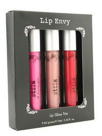 Stila Lip Envy Silk Shimmer Lip Gloss Trio (Bright Pink, Beige Shimmer,Scarlet) - 3x0.33oz