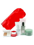 Clinique Travel Set: Cleanser 50ml + Superdefense 15ml + Hand Cream 30ml + Eye Cream 7ml + Foundation + Bag--5pcs+1bag