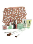 Clinique Travel Set: Cleanser + DDML + Superdefense + Lipstick + Mascara + Lipgloss + Blush + Brush Set + Bag --8pcs+1bag