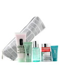 Clinique Travel Set: Cleanser + Lotion 2 + Repairwear Cream + Eye Cream + Turnaround Renewer + Sun Block--6pcs+1bag