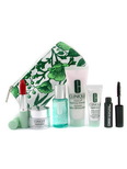 Clinique Travel Set: Cleanser + Moisture Lotion 2 + Repairwear Concentrate + Night Cream + Mascara +Lipstick--6pcs+1bag