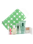 Clinique Travel Set: DDML 30ml + Scrub Crm. 50ml + Moisturizer 15ml + Mini Powder Makeup + Lipgloss 2.4ml + B--5pcs+1bag