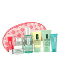 Clinique Travel Set: Face Scrub + Lotion + DDML + Repairwear Contour + Repairewear Eye + Turnaround lipgloss +bag