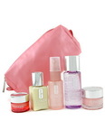 Clinique Travel Set: Moisture Surge Spray + Moisture Surge Cream + Makeup Remover + DDML + All About Eyes--5pcs+1bag