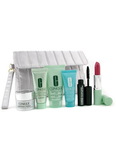 Clinique Travel Set: Repairwear Contour + 7 day scrub Cream + Turnaround Concentrate + Moisturizer + Lip Gloss + Mascara + Bag--6pcs+1bag