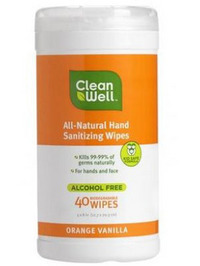 Clean Well Hand Sanitizing Wipes - Orange Vanilla (Canister) - 40wipes