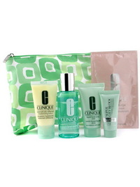 Clinique Travel Set: Facial Soap + Lotion 2 + DDML + Super City Block + Mask + Bag--5pcs+1bag - 6 items