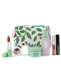 Clinique Travel Set: Lotion 2 60ml + Super Rescue 15ml + Lipstick + Lip Gloss 2.4ml + Mascara 4g + E - 7 items