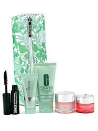 Clinique Travel Set: Liquid Facial Soap + Super City Block + Moisture Surge Cream + All About Eye Ri - 6 items