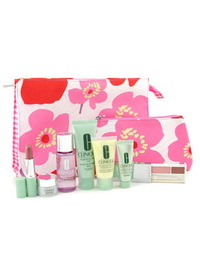 Clinique Travel Set: Make Up Remover + Facial Soap + DDML + Continuous Rescue + Repairwear Eye + Lip - 9 items