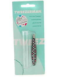 Tweezerman Mini Slant Tweezer Hot for Dots - Black with Pink & White Dots - 1 item