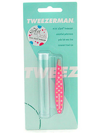 Tweezerman Mini Slant Tweezer Hot for Dots - Pink with Red & White Dots - 1 item