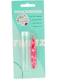 Tweezerman Mini Slant Tweezer Hot For Dots - Pink with Yellow & White Dots - 1 item