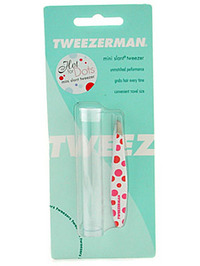 Tweezerman Mini Slant Tweezer Hot for Dots - White with Red & Pink Dots - 1 item