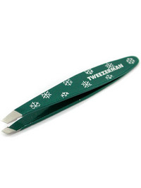 Tweezerman Mini Oval Slant with White Snow Flakes (Green) - 1 item