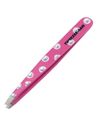Tweezerman Polka Dot Swarovski Crystal Slant Tweezer - Neon Pink - 1 item